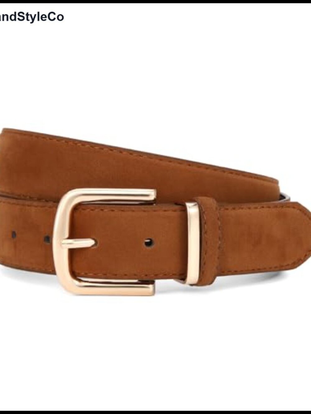 Women Suede Chunky Waist Belt Gold Buckle 1.3 Wide